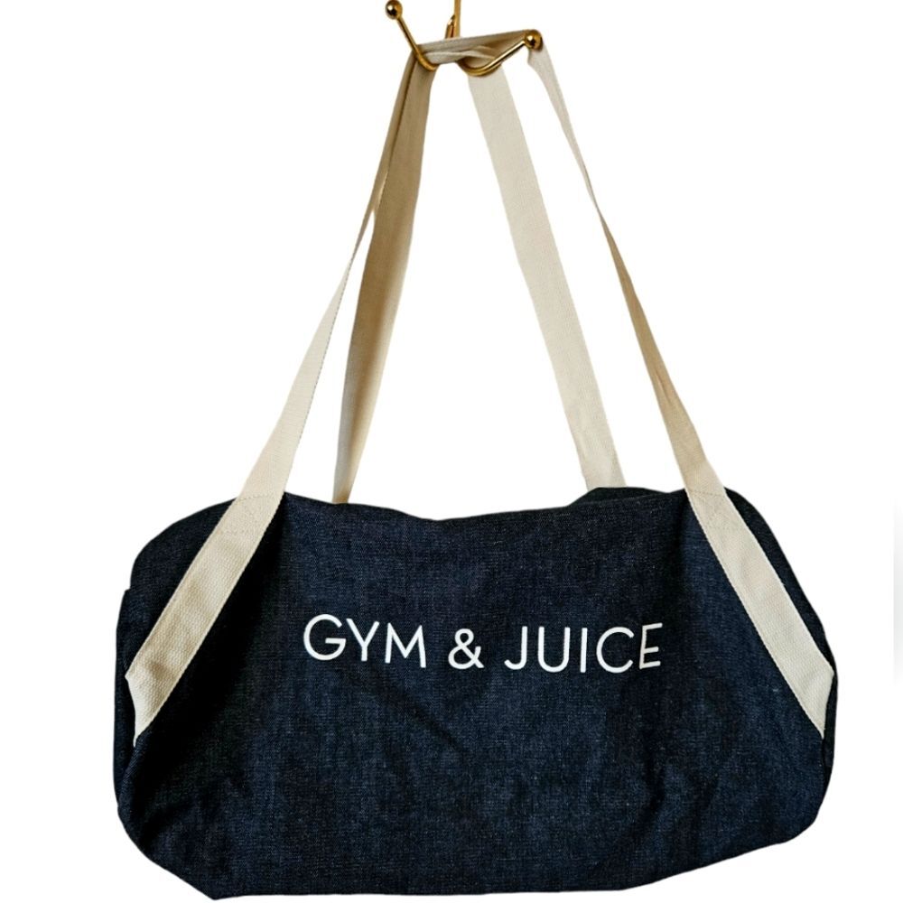 "Gym & Juice" Large Denim Gym Bag